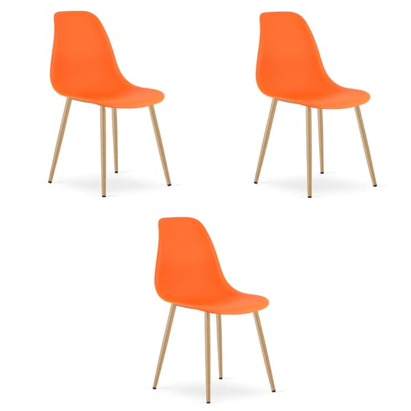 WAT stol orange / naturlige ben x 3