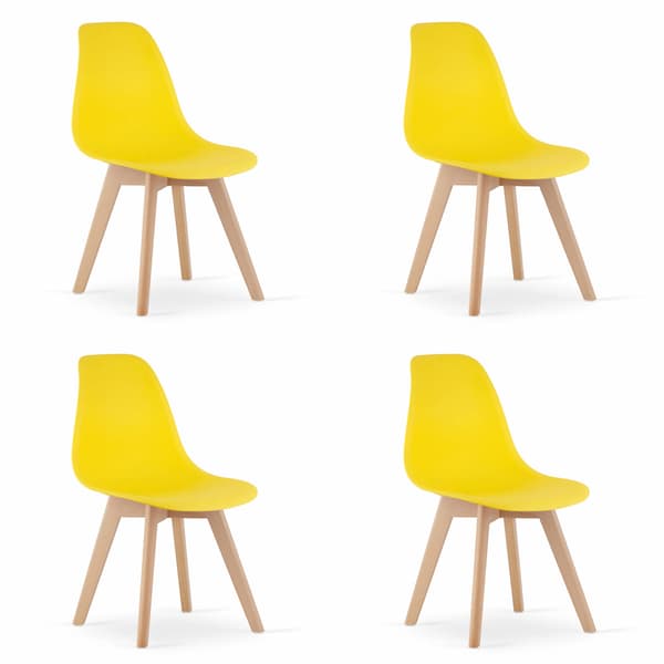 KITO stol gul / naturlige ben x 4