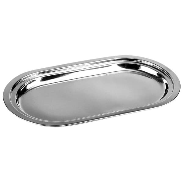 Serveringsbakke i stål oval 33,5x19,5 cm