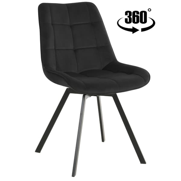 LAPO sammetsklädd snurrstol, svart