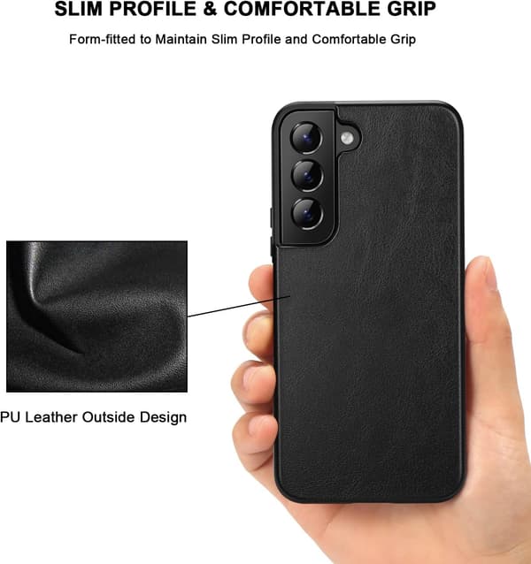 SORT ETUI TIL SAMSUNG GALAXY S22+ IMITERET LÆDER HOLDBART SM-S906