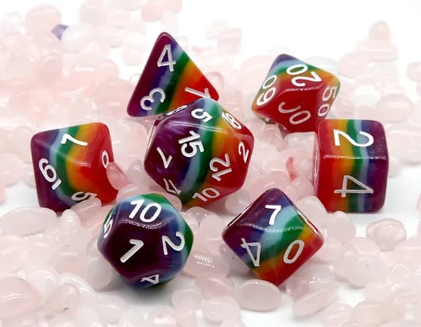 Stolt regnbue LGBT RPG terningsæt med 7 terninger