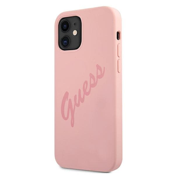 Guess GUHCP12SLSVSPI iPhone 12 mini 5.4 pink hårdt cover Script Vintage
