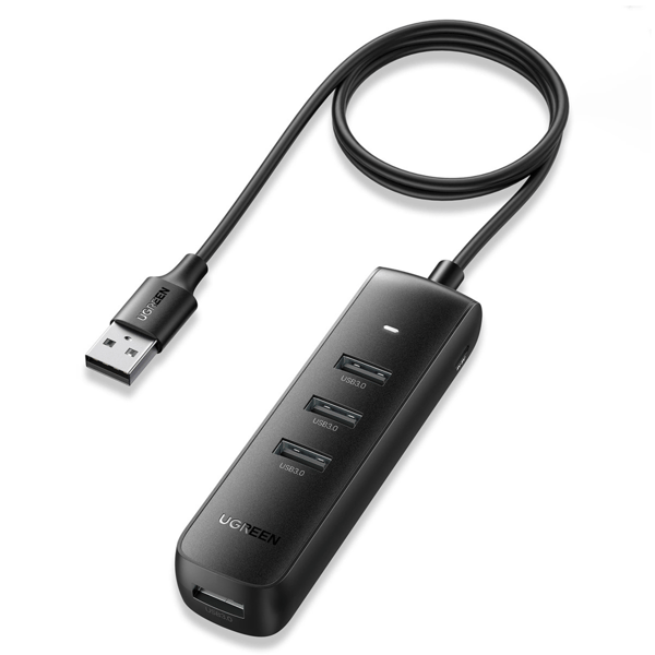 4-in-1-sovitin UGREEN CM416 USB-keskitin 4x USB 1m (musta)