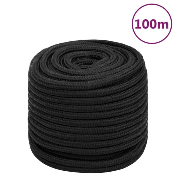 vidaXL sejltov, massivt sort, 18 mm, 100 m, polypropylen