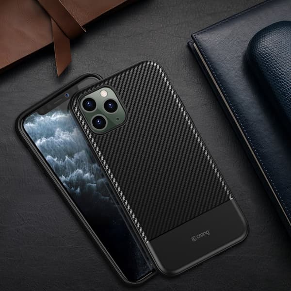 Crong Prestige Carbon Cover - iPhone 11 Pro Etui (Sort)