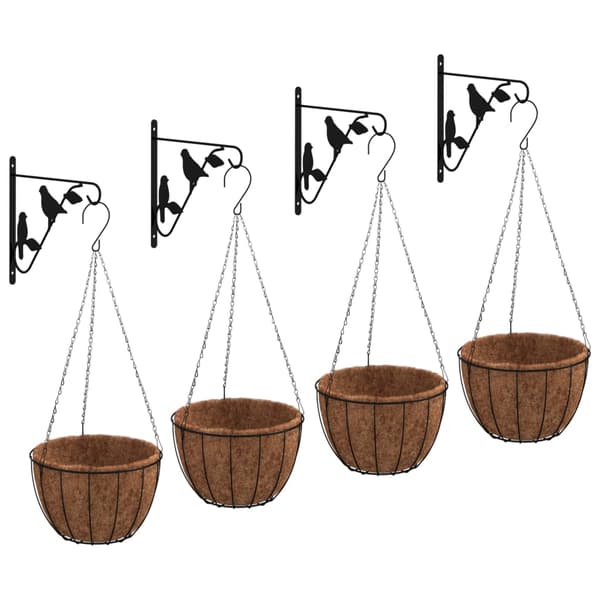 vidaXL bøjler med blomsterpotter, 4 stk., sort, stål