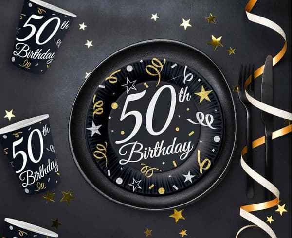 Papperstallrikar 50-årsdag 50-årsdag 18 cm 6 st.