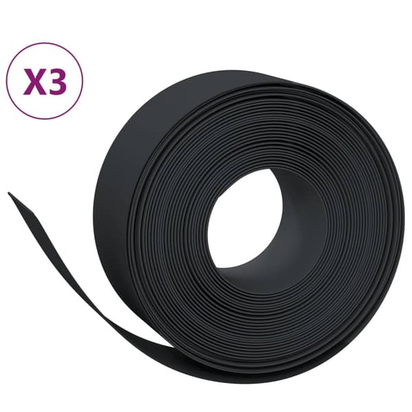 vidaXL havekant, 3 stk., sort, 10 m, 20 cm, polyethylen