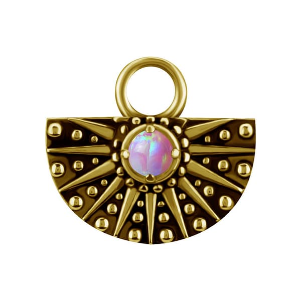 Berlocker - CoCr NF - genombrutna med rosa opal - guld - D-088