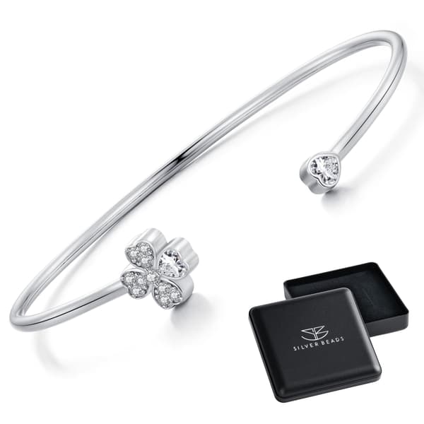 Stift armband med kristallblomma, 925 silver