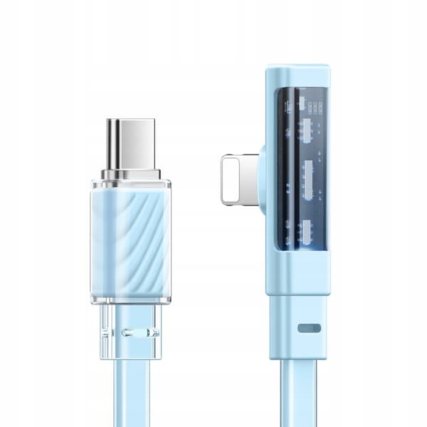 MCDODO Vinklet USB-C Lightning fladkabel 36W til iPhone 13/14 blå 2M