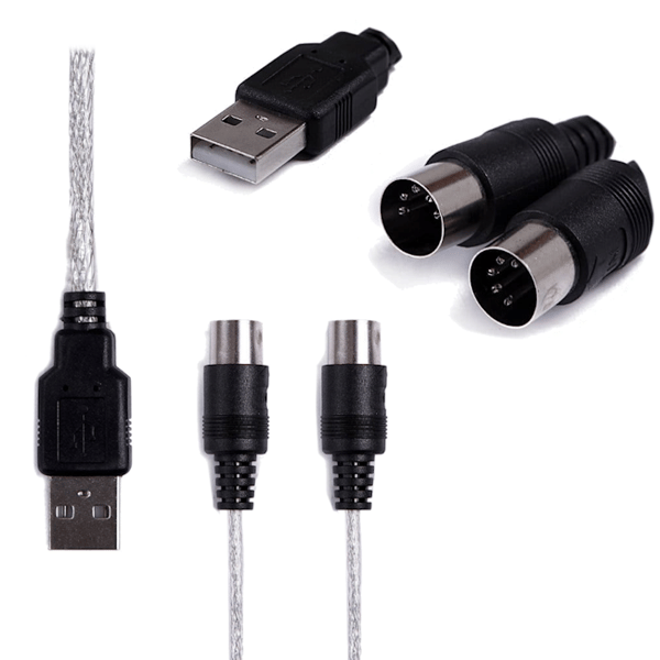 MIDI-indgang - MIDI-udgang USB-adapter 5 DIN interface 16 kanaler adapterkabel