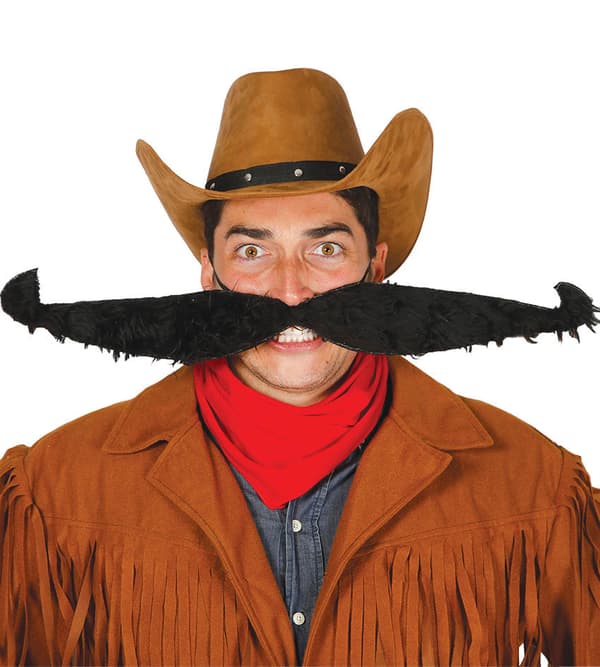Mustasch på resårband 55 cm. 1 st.