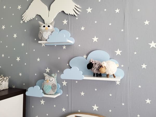 Cloud Shelves Sæt med 3 FANTASY EXTRA - Galaxy blå - blå