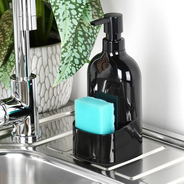 Dispenser til opvaskemiddel med beholder til svamp sort 500 ml