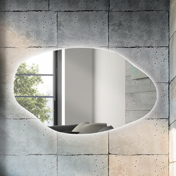 Spegel LED 85x60 cm Irreguljär Oval Form ARVEN