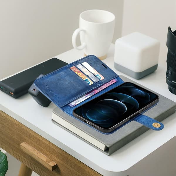 APPLE IPHONE 13 PRO MARINBLÅTT PU-LÄDERFODRAL MED FLÄCK A2483