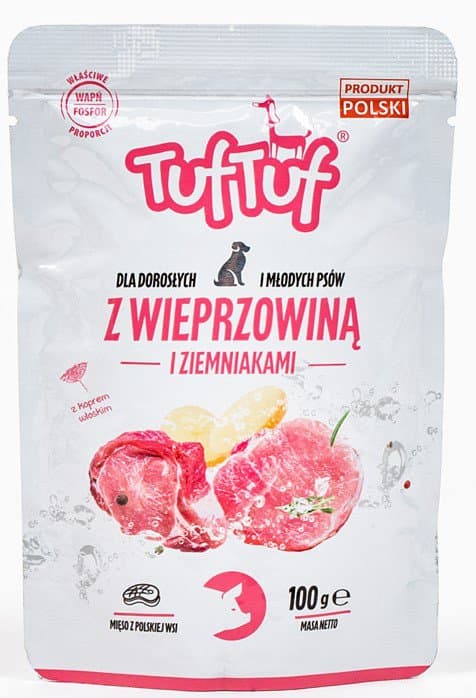 Tuf tuf | Vådfoder til hunde | 100 g pose - Svinekød med kartofler 100 g