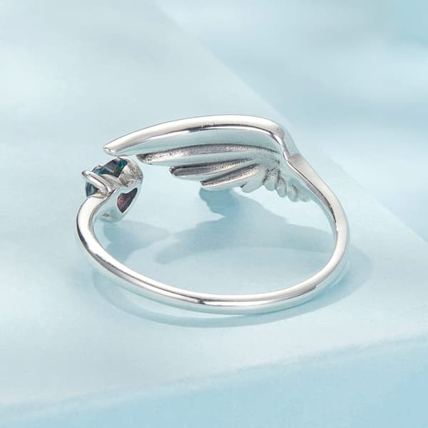 Sølv universal ring ANGEL WING og hjerte sølv 925