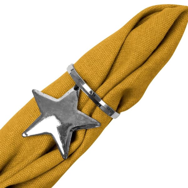 Metal servietringe sølv stjerner 4 cm 4 stk