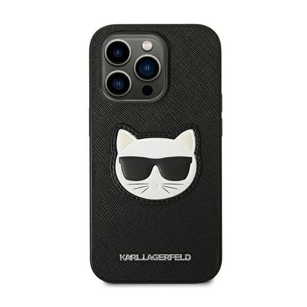 Karl Lagerfeld Saffiano Choupette Head Patch-etui - iPhone 14 Pro-etui (sort)