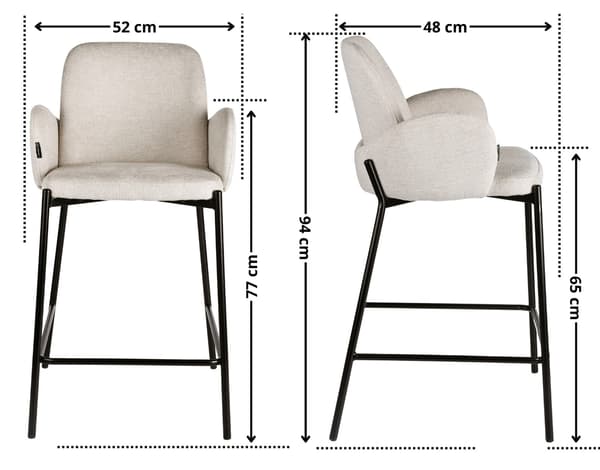 GUSTO halv barstol, beige tyg