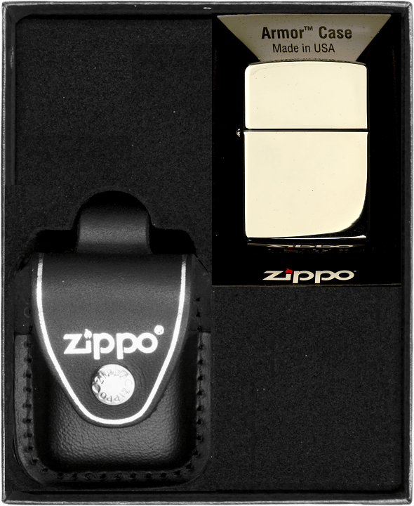 ZIPPO Lighter HØJPOLERET KROM ARMOR Gavesæt nr. 3