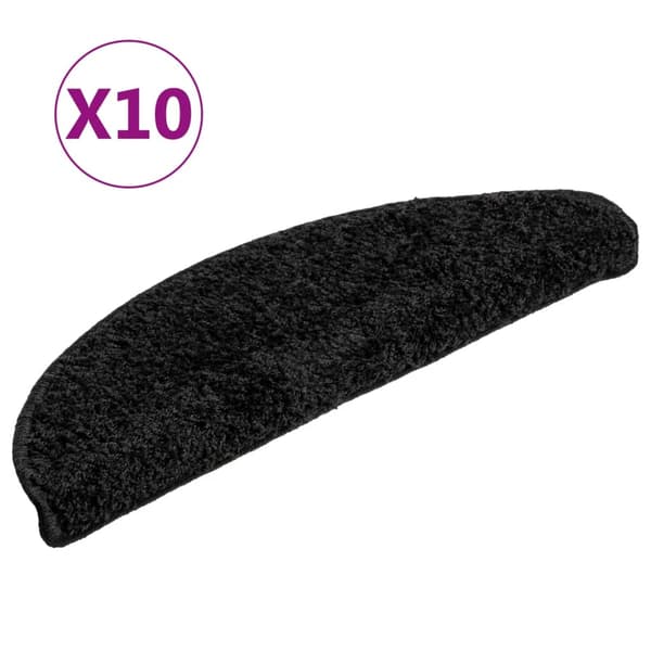 vidaXL trappetrin, 10 stk., 56x17x3 cm, sort