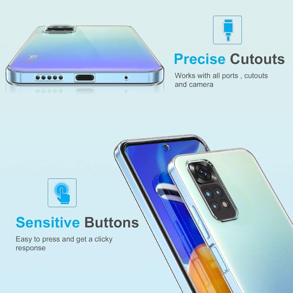 ETUI TIL REDMI NOTE 11 PRO/ 11 PRO+ TRANSPARENT 2X HÆRDET GLASBESKYTTELSE