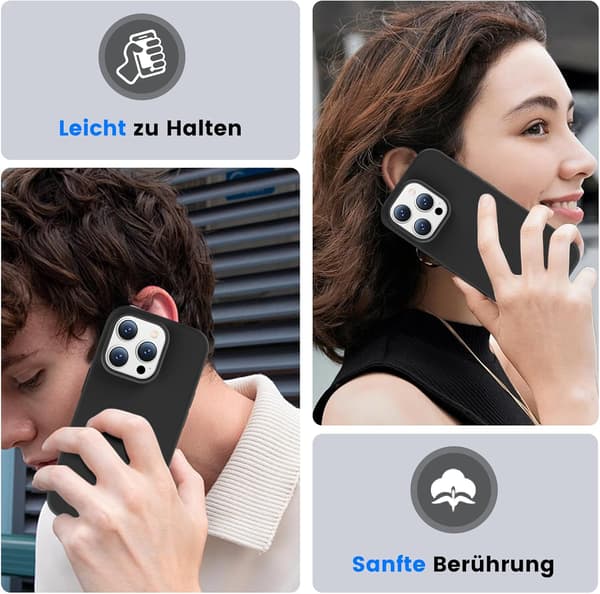 APPLE IPHONE 14 PRO SILIKONE ETUI SORT MED MIKROFIBERFOR