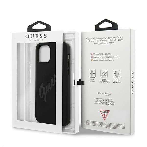 Guess GUHCP12LLSVSBK iPhone 12 Pro Max 6.7 musta/musta kovakuori Script Vintage