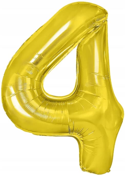 Folieballon nummer 4 FYRA guld 100 cm, 1 stk.