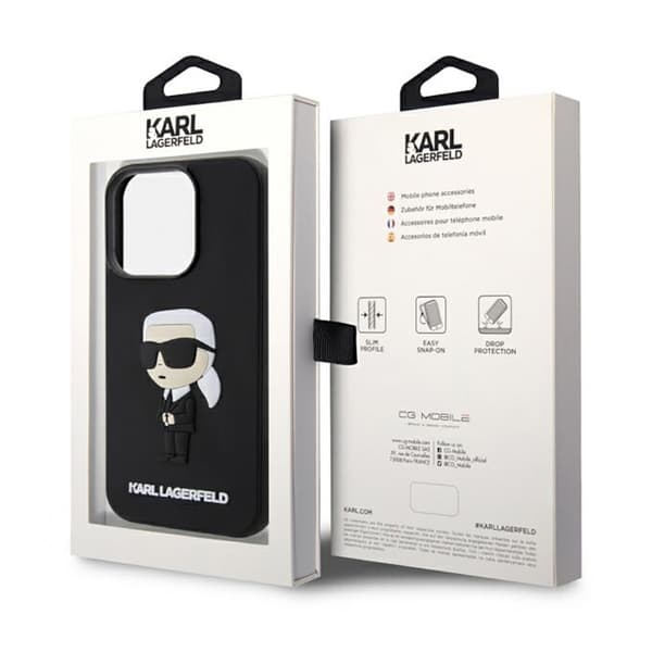 Karl Lagerfeld 3D Rubber NFT Ikonik - iPhone 14 Pro-skal (svart)
