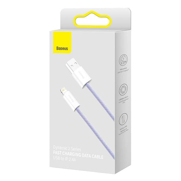 Baseus Dynamic 2 USB till Lightning-kabel, 2.4A, 2m (Lila)