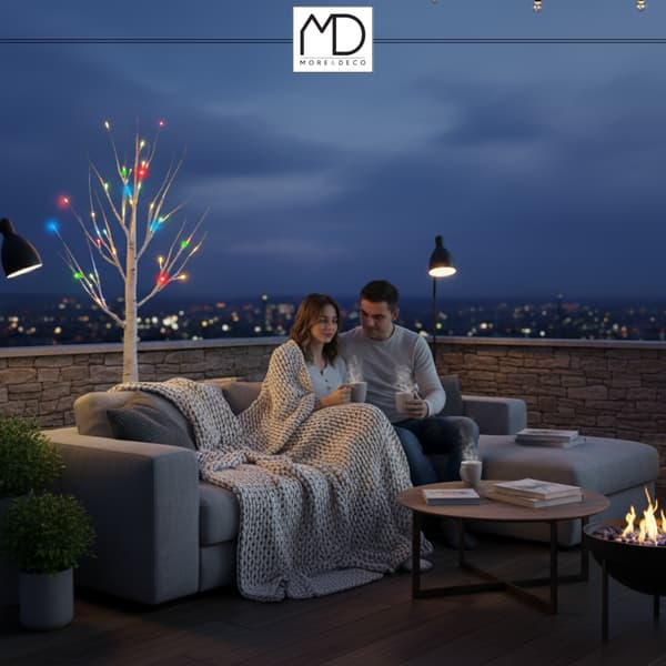 Juletræsdekoration birk LED jul 120 cm 48 led COLD