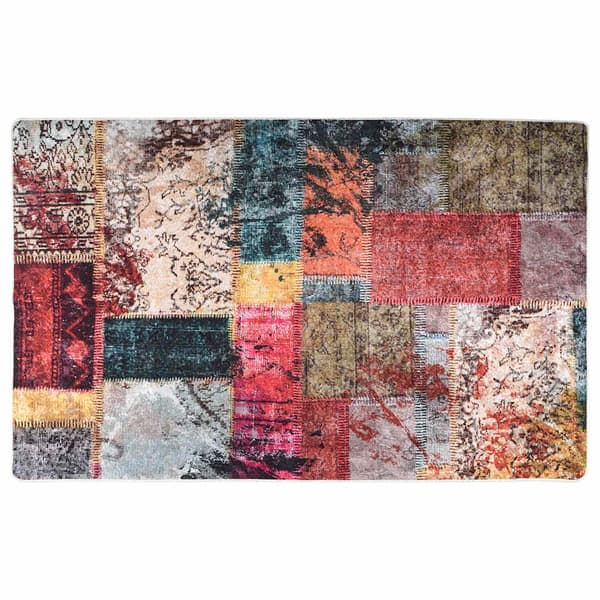 vidaXL vaskbart patchwork-tæppe 160x230 cm flerfarvet