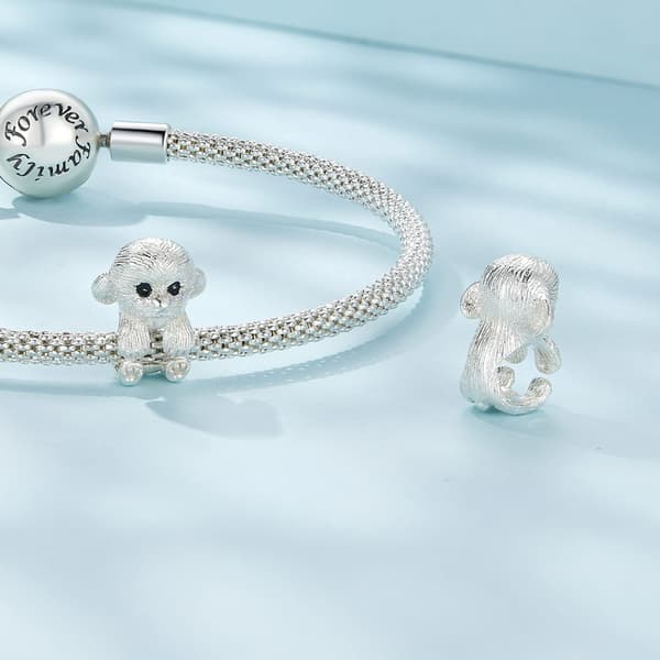 Malteserhund Silver Charm Pärlor för Armband