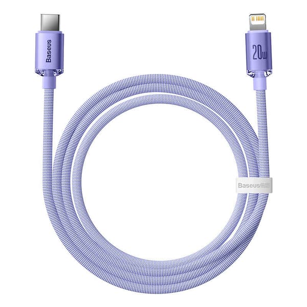 Baseus Crystal Shine USB-C - Lightning -kaapeli, 20W, PD, 1.2m (violetti)