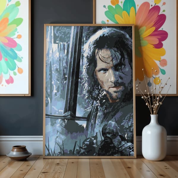 Mal efter tal billede med ramme Aragorn Ringenes Herre 50x70 cm
