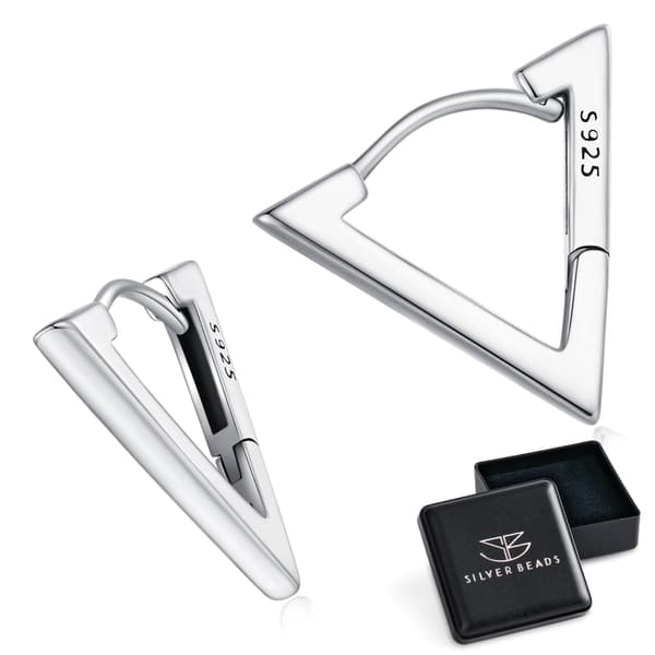 Triangelformade silverörhängen med spännen, silver 925