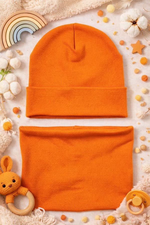 Set MÖSSA + HALSDUK 56-68 babyset 34/38 VÅRORANGE