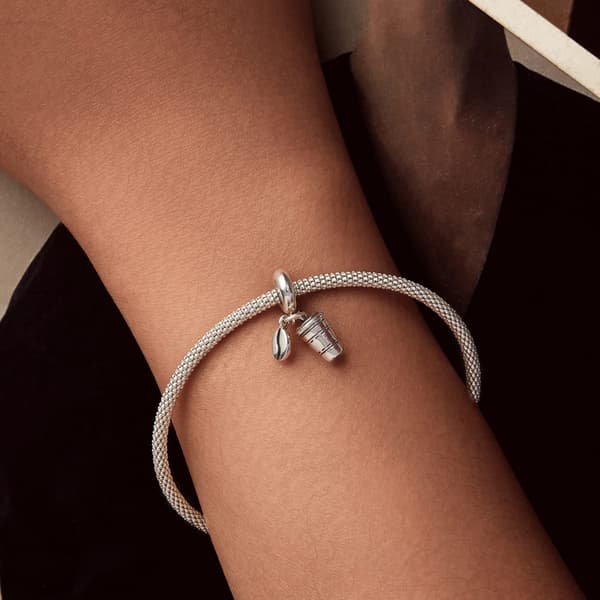 Silver kaffekopp berlock 925 silverarmband hänge