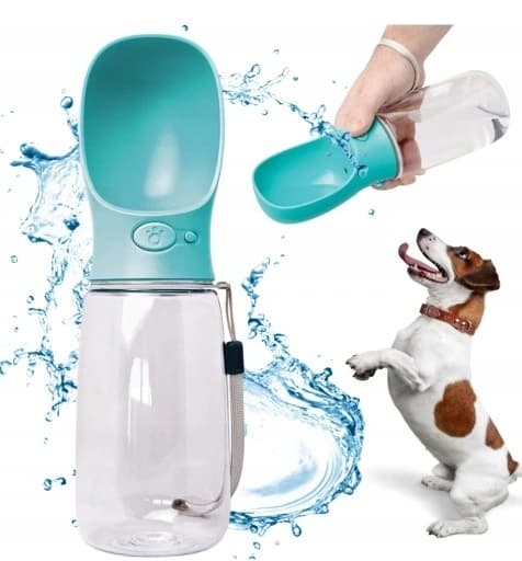 Bærbar vandflaske til hunde og katte, 350 ml, blå