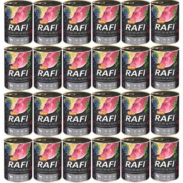 Våtfoder för hundar RAFI skinka med nötmagar 24x400g