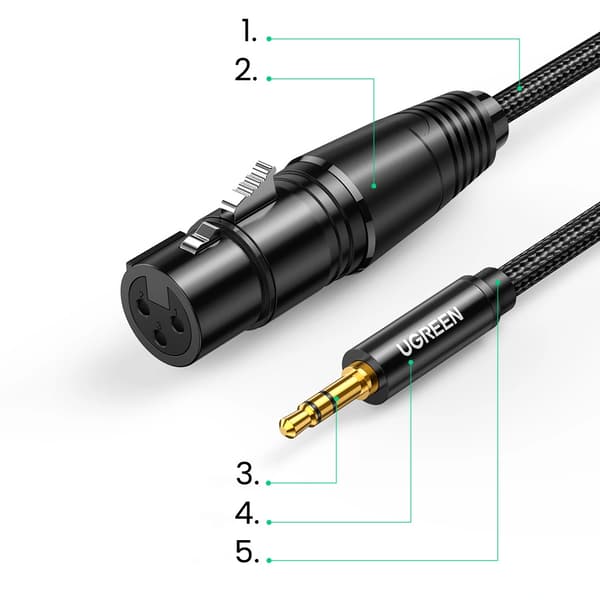 Ugreen lydkabel 3,5 mm mini-jack (han) - XLR (hun) 1m sort (AV182)