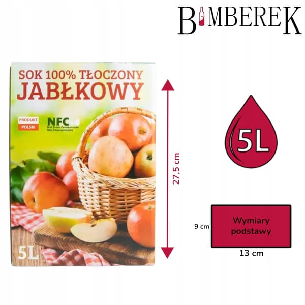 25x ÆBLEJUICEKARTON 100% PRESSEDE 5L PAKKE KURV MED ÆBLER