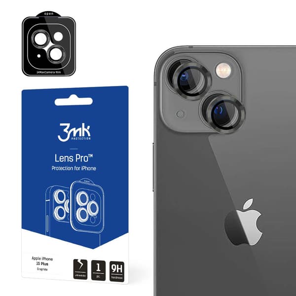 Apple iPhone 15 Plus skärmskydd 3mk Linsskydd Pro Grafit