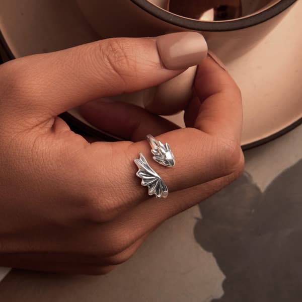 Justerbar silverring med drake, silver 925