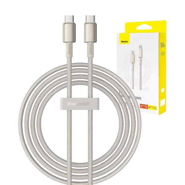 Baseus Tungsten Gold USB-C til USB-C Kabel, 100W, 2m (Guld)